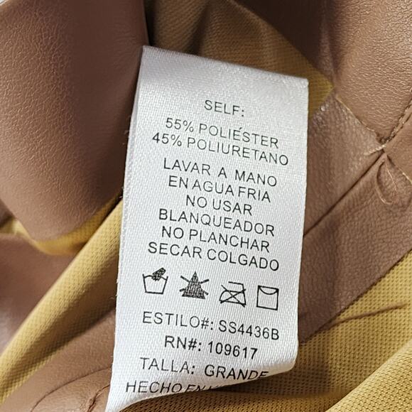 Shinestar Skirt Womens M Brown Faux Leather Mini A-Line Stretch Festival Baddie - Picture 5 of 8